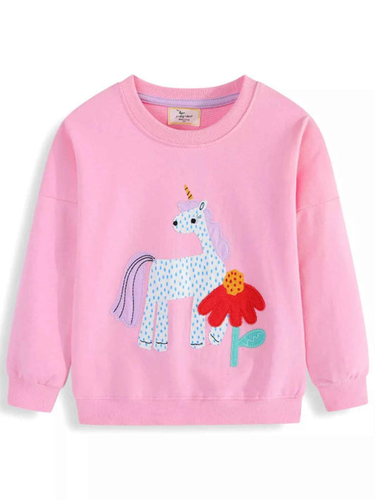 Children's Cute Unicorn Patch Crewneck Sweatshirt