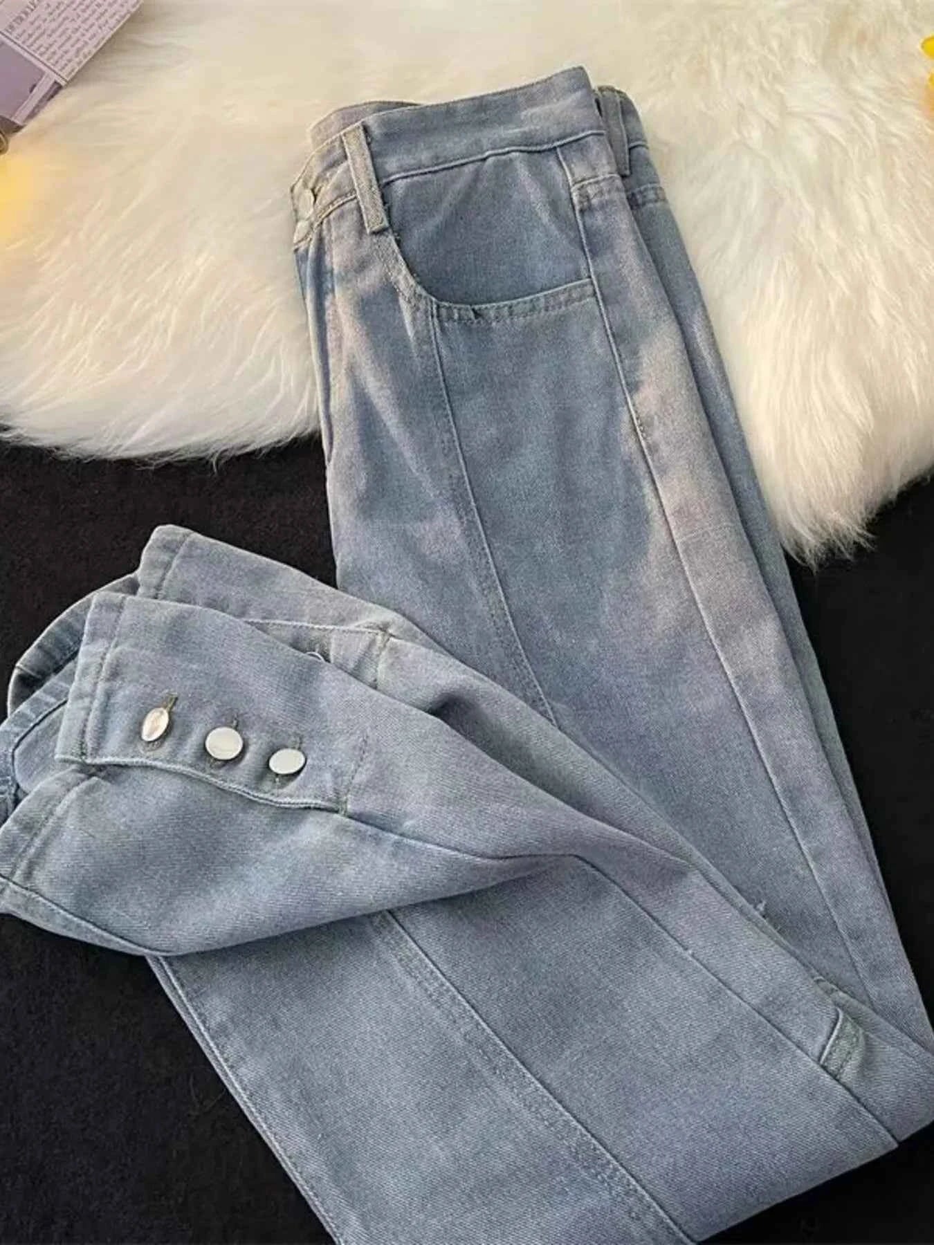 Men's Full Size Distressed Wide Leg Jeans Plus Size