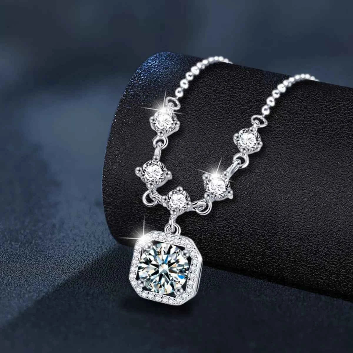 2 Carat Moissanite 925 Sterling Silver Pendant Necklace