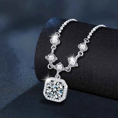 2 Carat Moissanite 925 Sterling Silver Pendant Necklace