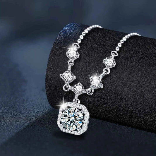 2 Carat Moissanite 925 Sterling Silver Pendant Necklace