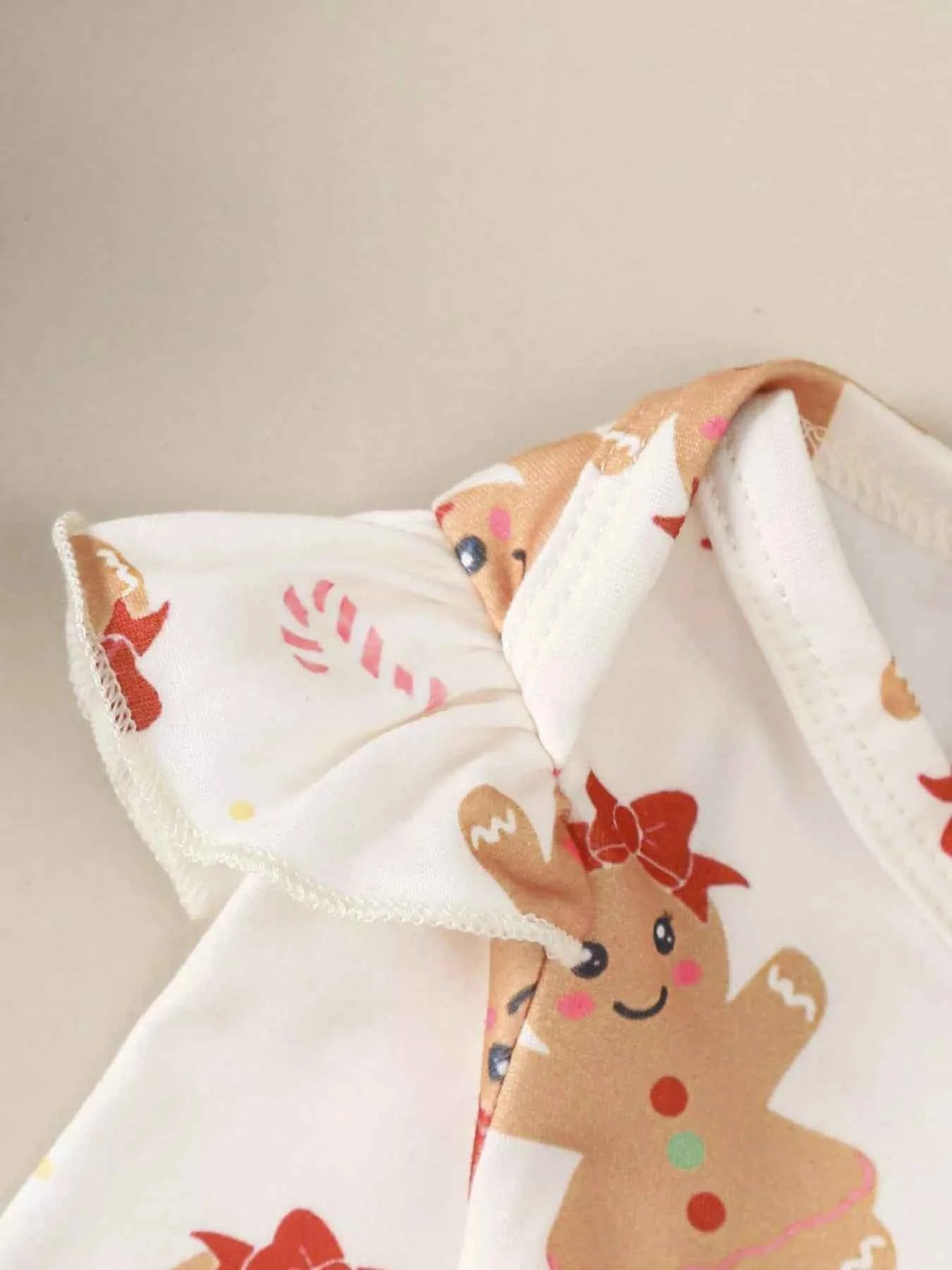 Children's Christmas Bodysuit and Overall Dress Set with Headband