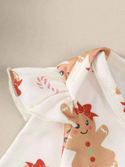 Children's Christmas Bodysuit and Overall Dress Set with Headband