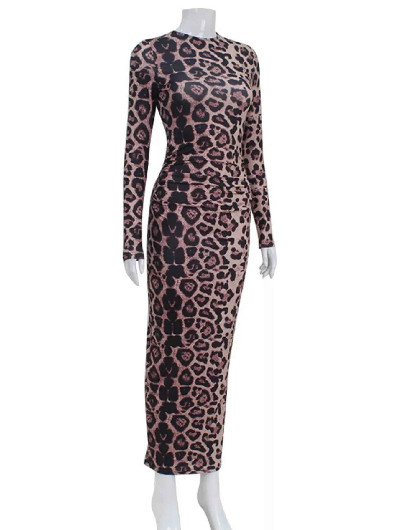 Leopard Print Bodycon Midi Dress