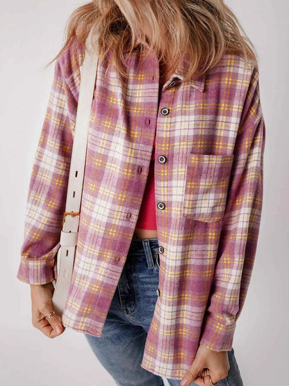 Casual Plaid Button-Down Shacket