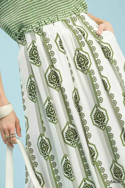 Umgee Geometric Boho Print Wide Leg Pants