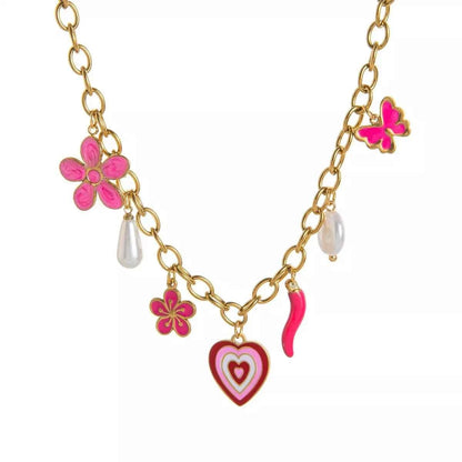 18K Gold-Plated Stainless Steel Charm Necklace