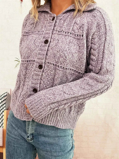 Openwork Cable Knit Button-Up Cardigan