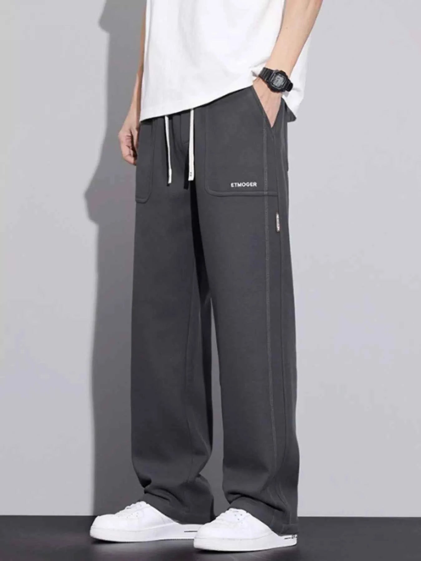 Men's Plus Size Casual Drawstring Wide-Leg Pants