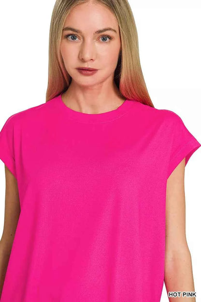 Zenana Brushed Dty Microfiber Top & Biker Shorts