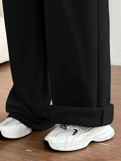 Casual Drawstring High Waist Wide Leg Sweatpants