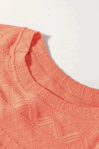 Texture Short Sleeve Top and Shorts Set