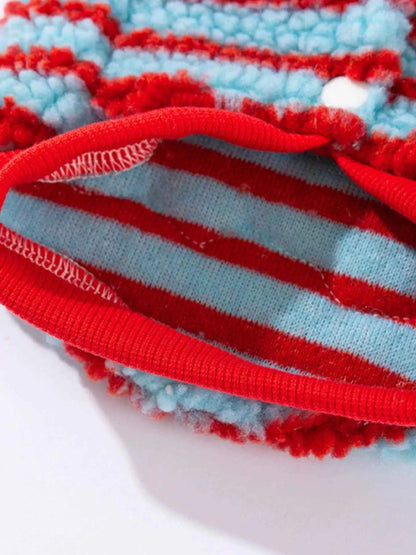 Striped Hooded Plush Pet Sweater