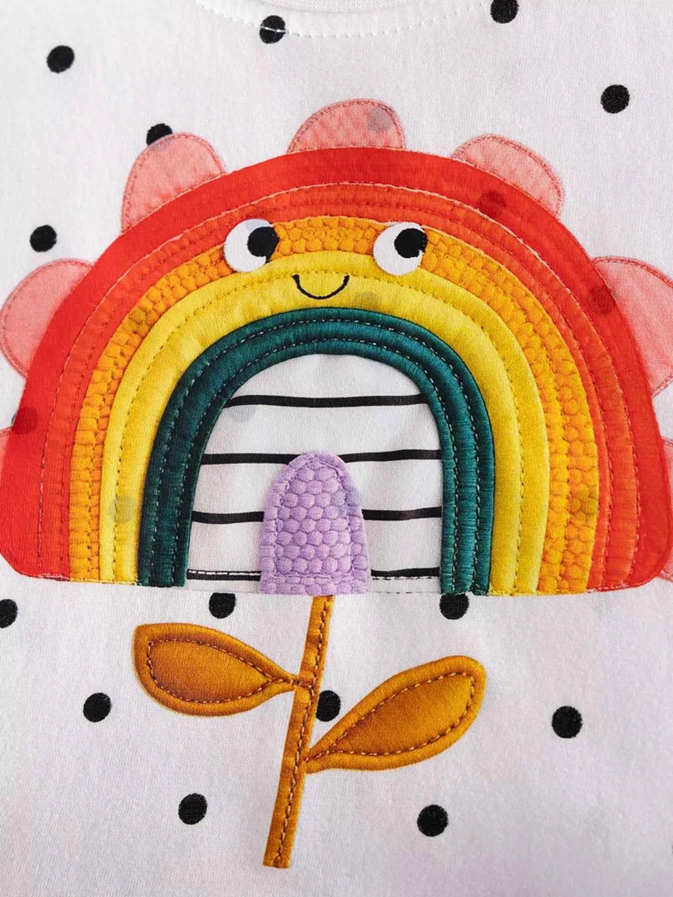 Children's Rainbow Flower Polka Dot Tulle Dress