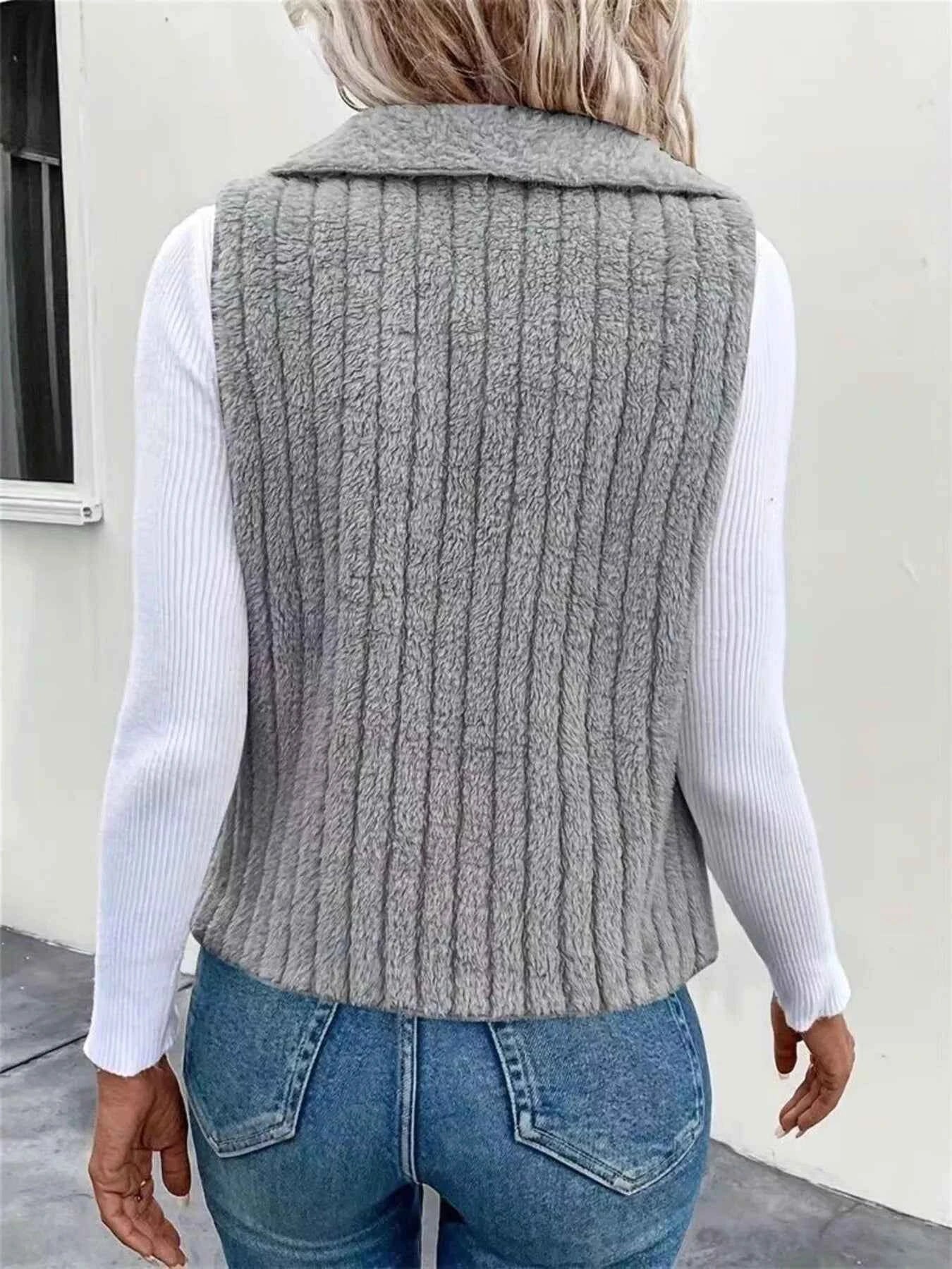Cozy Fleece Open Front Vest Coat