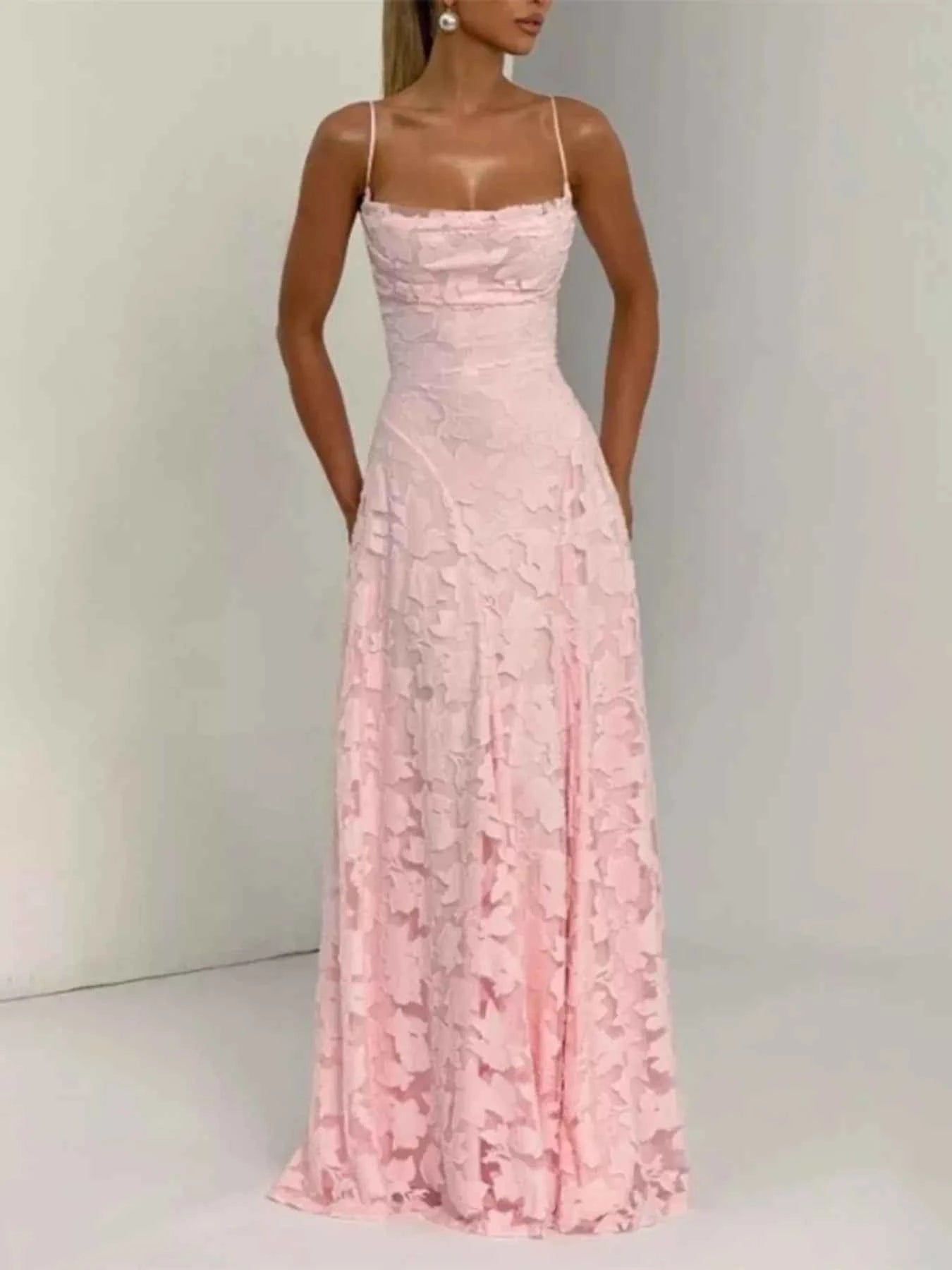 Lace Spaghetti Strap Maxi Dress