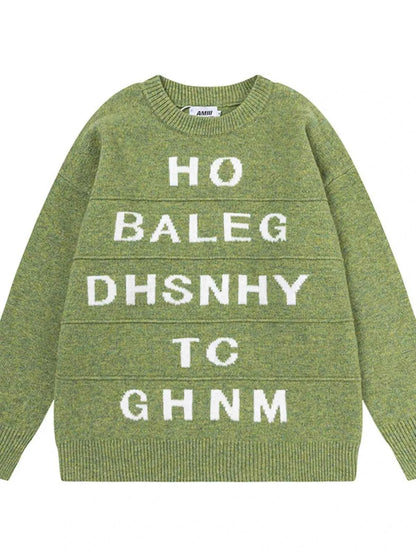 Men's Letter Ribbed Hem Round Neck Sweater