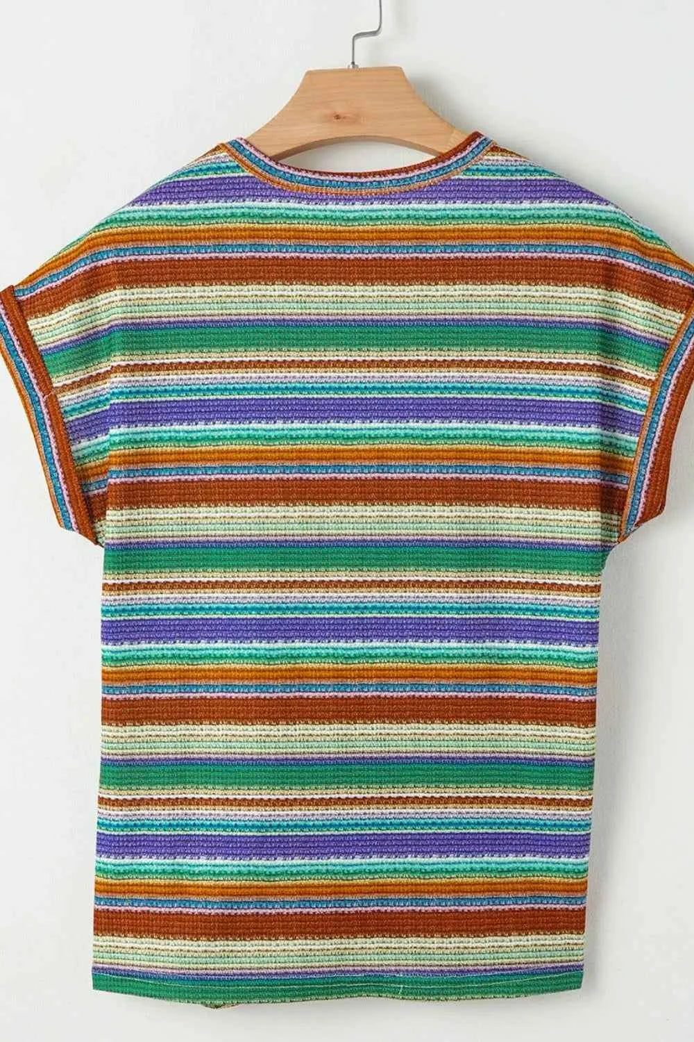Multicolour Striped Twist Hem Cap Sleeve Top