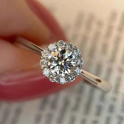 1 Carat 925 Sterling Silver Moissanite Flower Ring