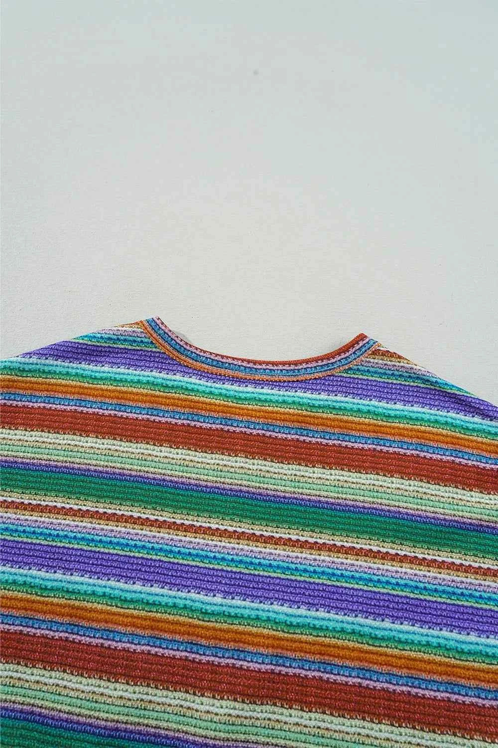 Multicolour Striped Twist Hem Cap Sleeve Top