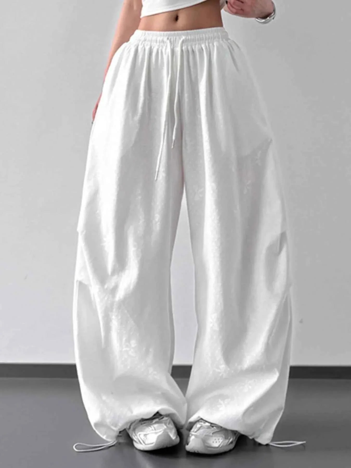 Wide Leg Casual Drawstring Pants