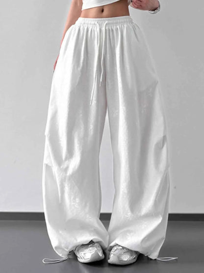 Wide Leg Casual Drawstring Pants