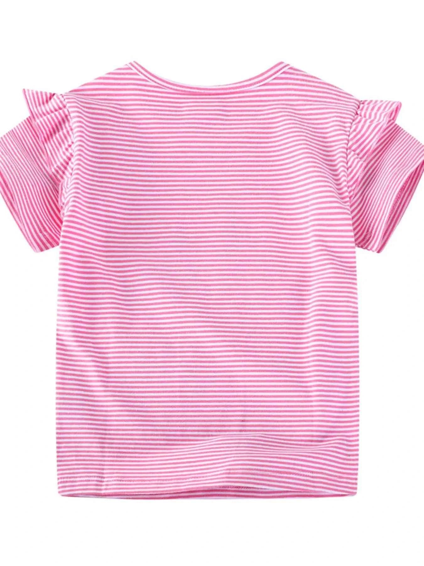C=Children's Unicorn Ruffle Sleeve Striped T-Shirt