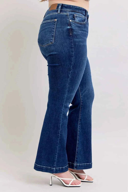 Judy Blue Full Size High Rise Flare Jeans with Pockets Plus Size