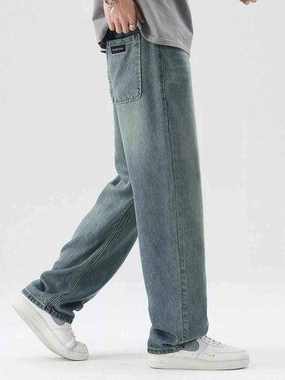 Men's Washed Wide Leg Relaxed Fit Jeans