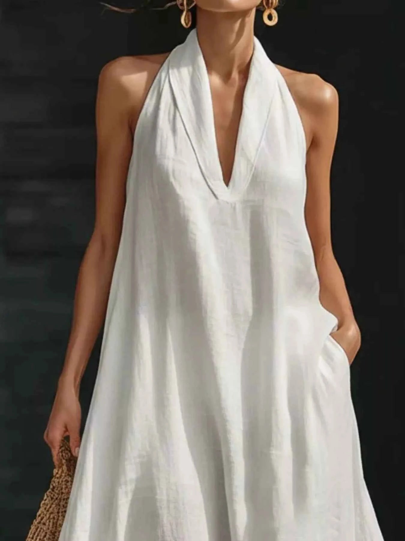 Full Size Halter Neck Sleeveless Maxi Dress Plus Size