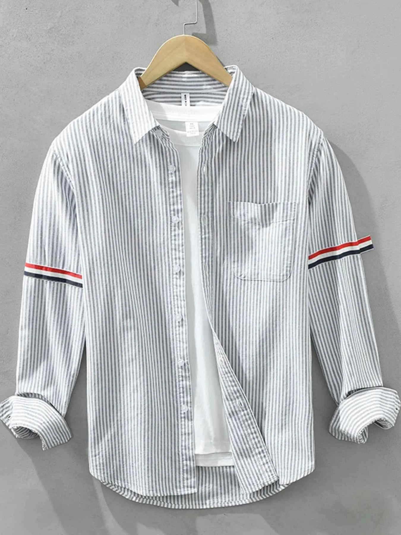 Men's Plus Size Striped Casual Long Sleeve Shirt