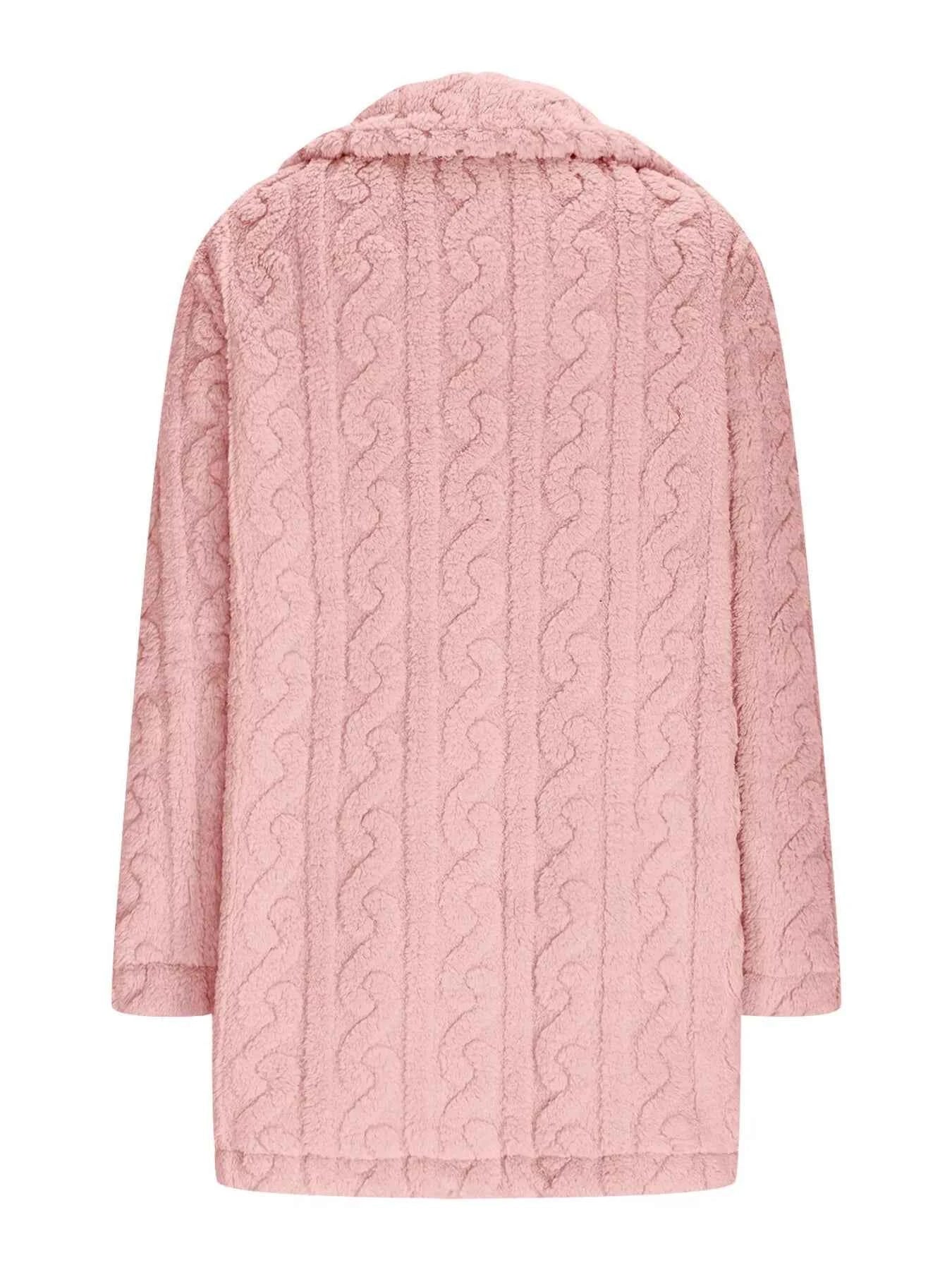 Double-Breasted Fleece Longline Coat