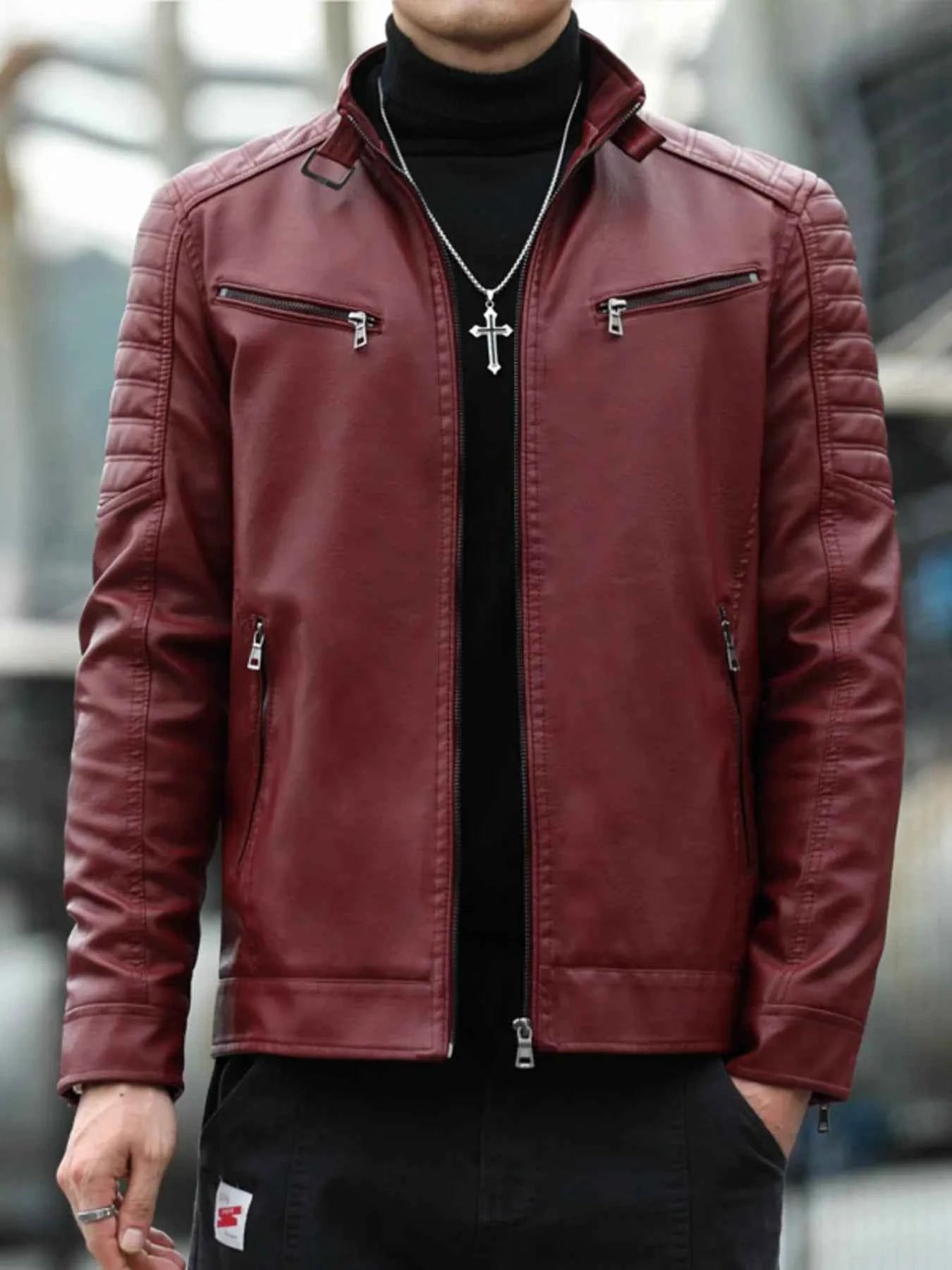 Men's Plus Size Zip Up Long Sleeve Jacket