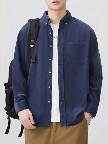 Men's Plus Size Button Up Long Sleeve Shirt