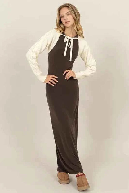 HYFVE Cable-Knit Tie-Front Shrug