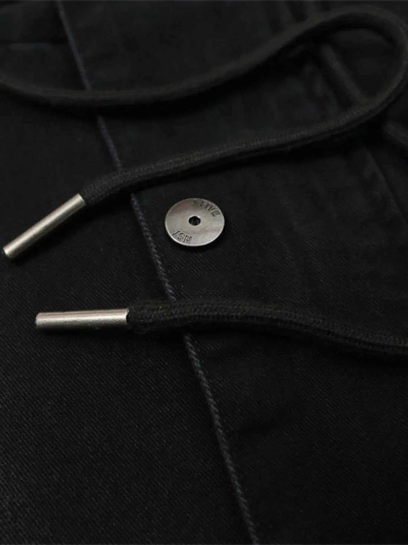 Men's Plus Size Drawstring Long Sleeve Jacket