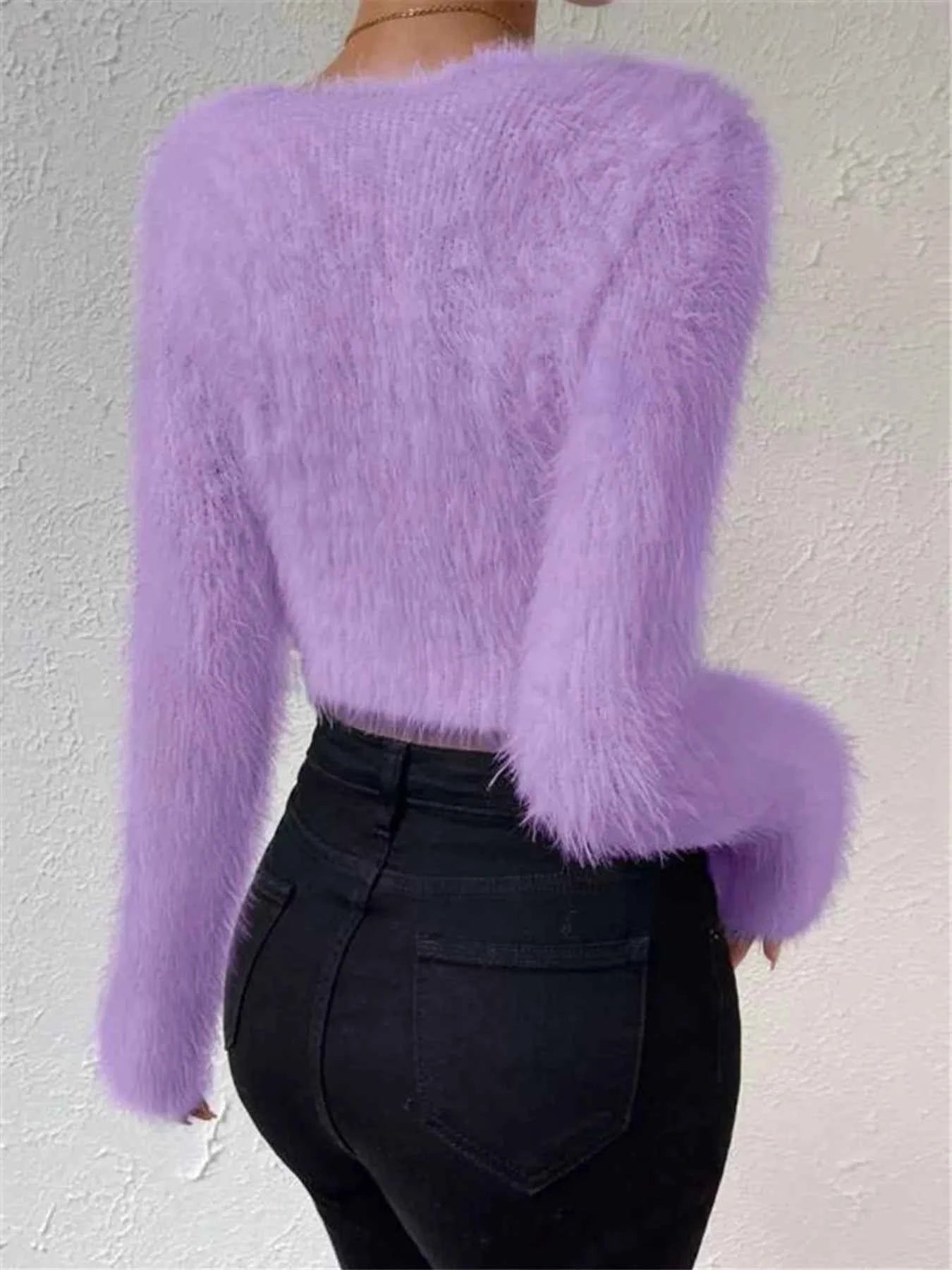 Fluffy Knit V-Neck Sweater