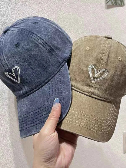 Washed Heart Embroidered Baseball Cap