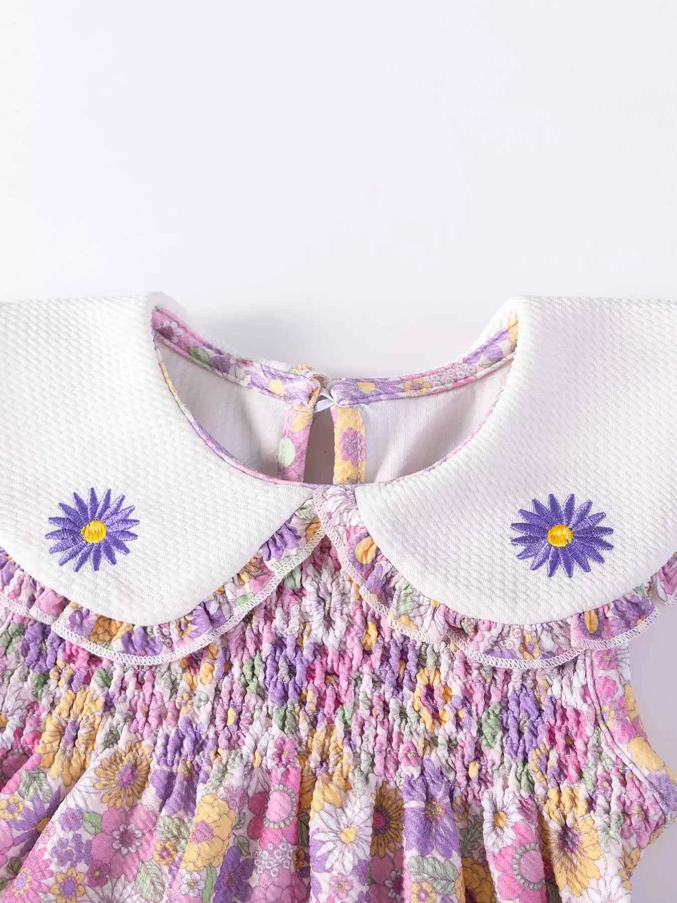 Children's Floral Smocked Peter Pan Collar Dress