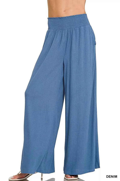 Zenana Smocked Waistband Wide Leg Lounge Pants