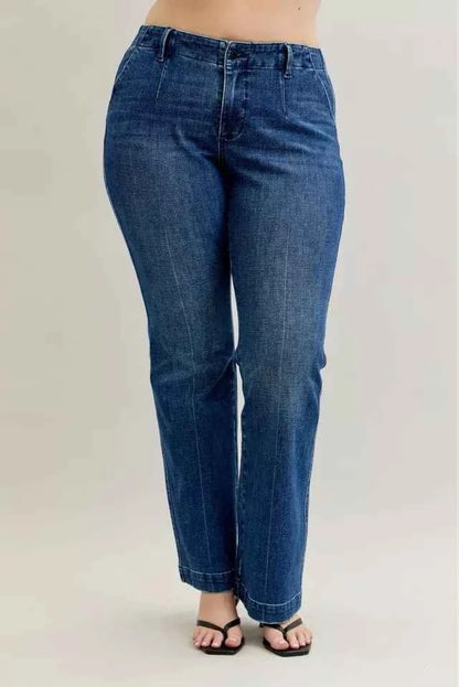 Judy Blue Full Size Mid Rise Bootcut Jeans with Welt Pockets Plus Size