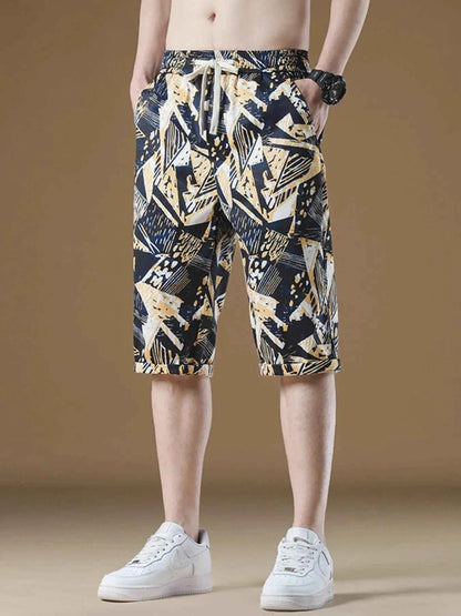 Men's Plus Size Geometric Print Shorts