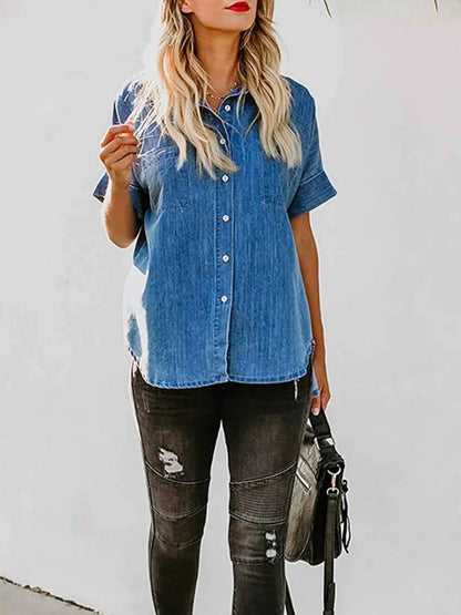 Casual Short Sleeve Denim Shirt