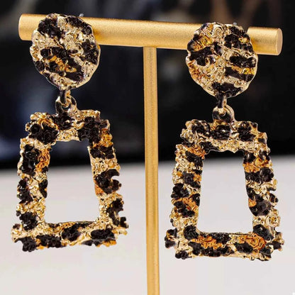 18K Gold-Plated Leopard Dangle Earrings