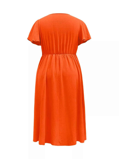 Plus Size Surplice Flutter Sleeve Dress