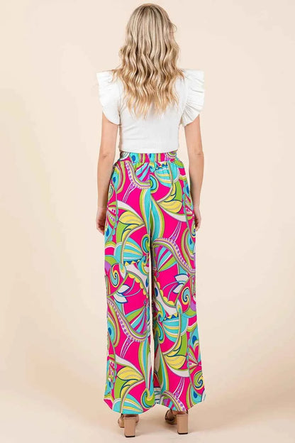 Mittoshop Abstract Print Elastic Waist Wide Leg Pants