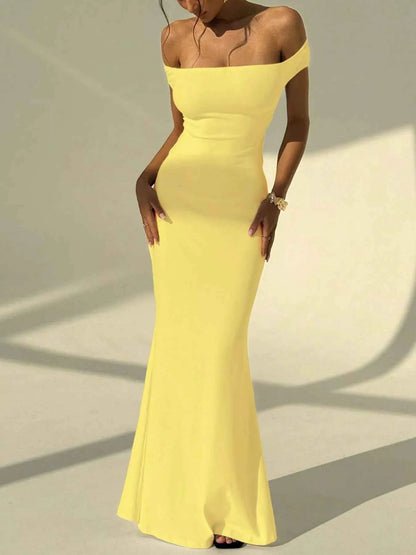 Backless Off-Shoulder Bodycon Mermaid Maxi Dress