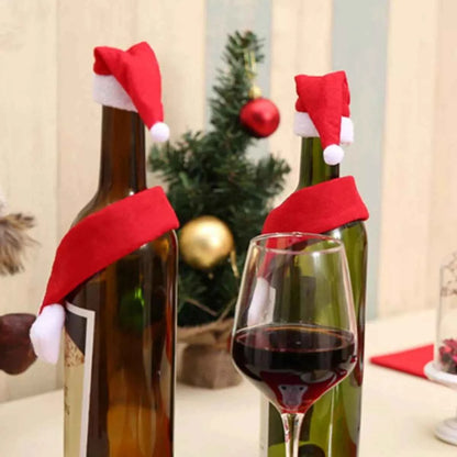 2 Piece Christmas Wine Bottle Santa Hat & Scarf Decorative Covers