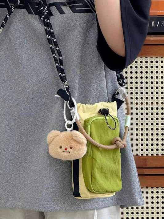 Drawstring Crossbody Bag with Front Pocket