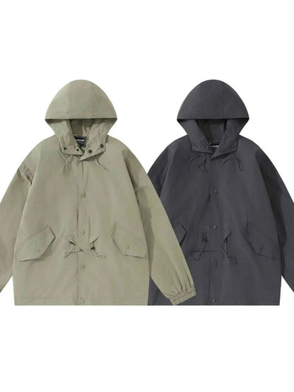Men's Drawstring Long Sleeve Hooded Jacket